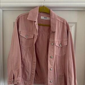 Zara Pink Denim Jacket Relaxed Fit